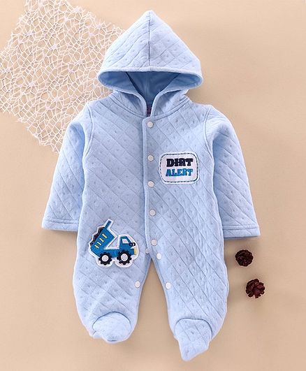 Tappintoes Full Sleeve Footed Romper Vehicle Patch - Blue