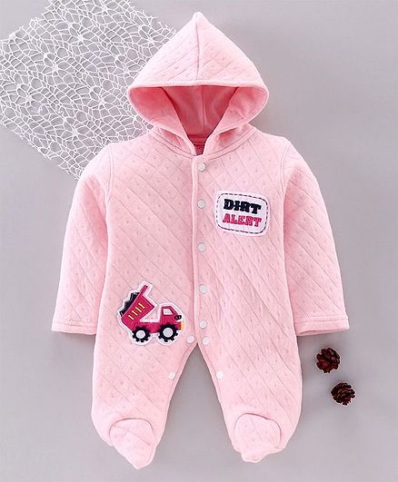 Tappintoes Full Sleeve Footed Romper Vehicle Patch - Pink