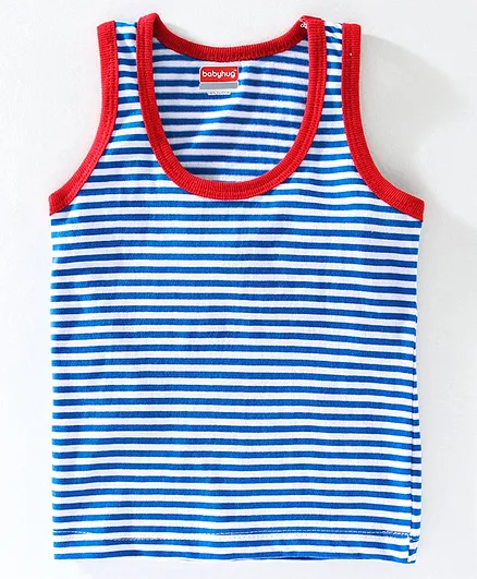 Babyhug 100% Cotton Sleeveless Stripe Vest - Blue