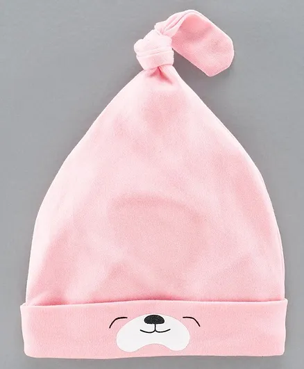 Babyhug 100% Cotton Cap Teddy Print Pink - Diameter 8.5 cm