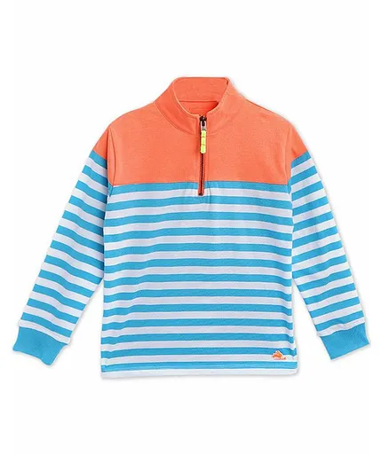 Cherry Crumble By Nitt Hyman Full Sleeves Striped Tee - Orange & Blue