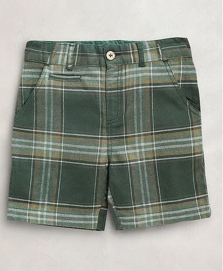 Cherry Crumble By Nitt Hyman Checkered Shorts - Green