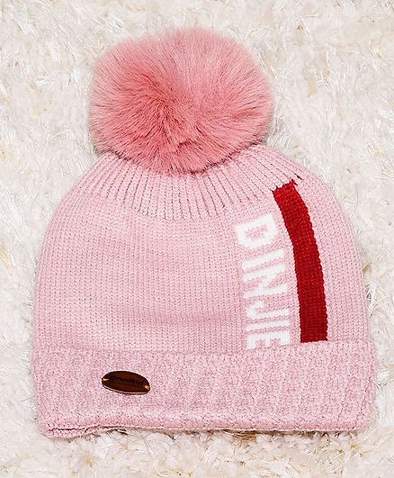 Tipy Tipy Tap Pom Pom Design Text Printed Cap - Pink