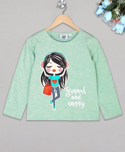 The Sandbox Clothing Co Full Sleeves Girls Print Tee - Green