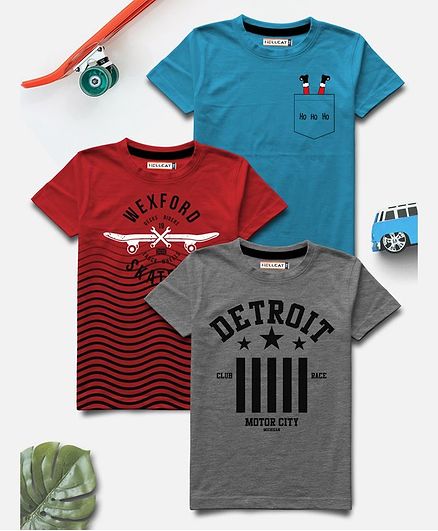 Hellcat Half Sleeves Printed Pack Of 3 Tee - Multi Color