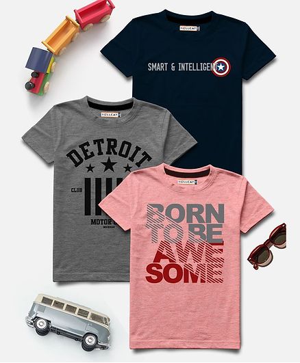 Hellcat Half Sleeves Smart Printed Pack Of 3 Tee - Multi Color