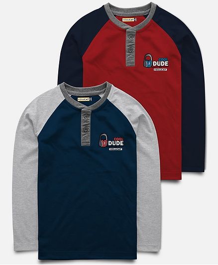 Hellcat Cool Dude Printed Full Sleeves Pack Of 2 Tee - Multi Color