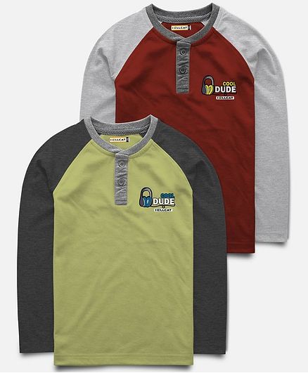Hellcat Cool Dude Printed Full Sleeves Pack Of 2 Tee - Multi Color