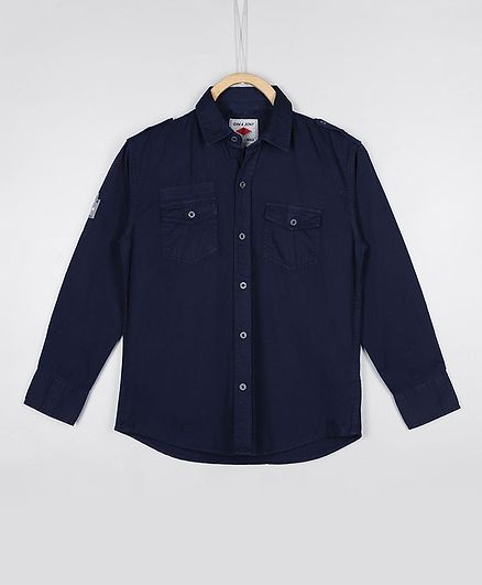 GINI & JONY Full Sleeves Solid Color Shirt - Dark Blue