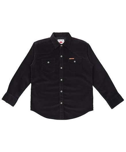 GINI & JONY Full Sleeves Denim Solid Shirt - Black