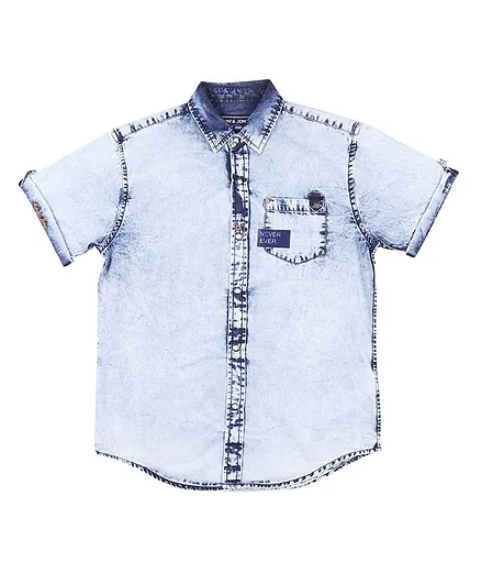 GINI & JONY Half Sleeves Solid Shirt - Blue