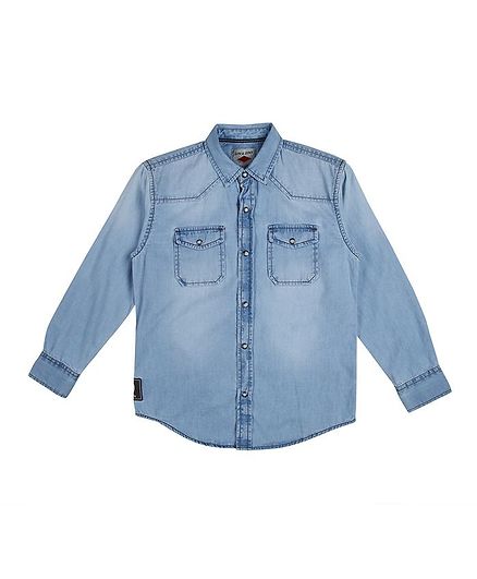 GINI & JONY Full Sleeves Solid Shirt - Blue
