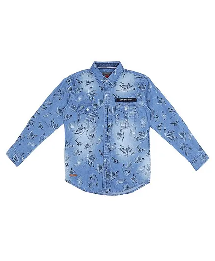 GINI & JONY Full Sleeves Floral Print Shirt - Blue