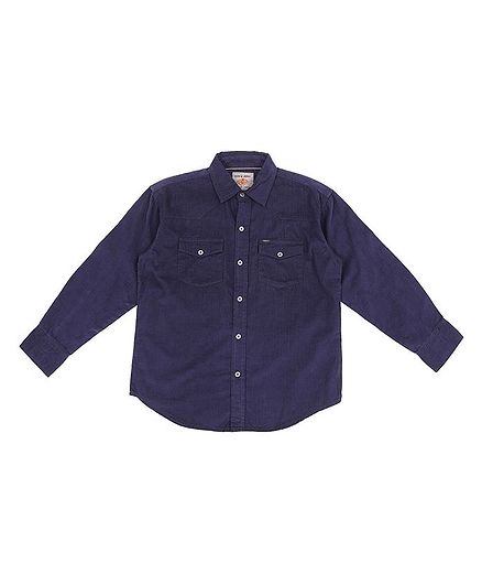 GINI & JONY Solid Full Sleeves Shirt - Dark Blue