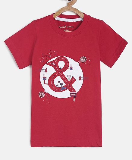 Tales & Stories Half Sleeves Printed T-Shirt - Red