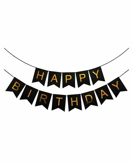 Party Propz Happy Birthday Banner Black - Length 152 cm
