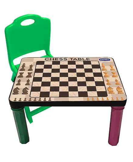 KuchiKoo Chess Table with Chair - Multicolour