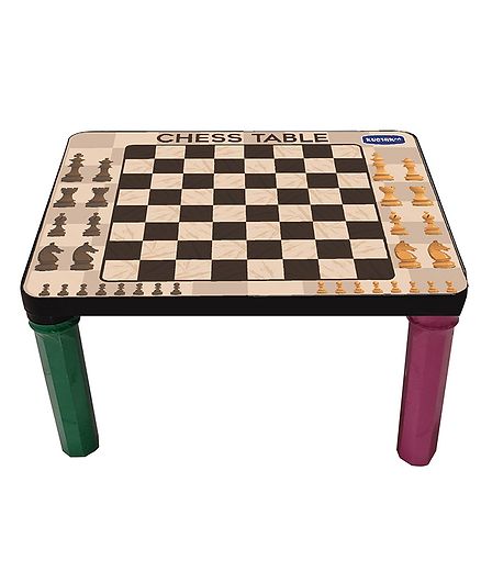 KuchiKoo Study Table with Chess Board Top - Multicolor