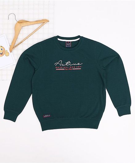 Hop n Jump Full Sleeves Active Printed Sweatshirt - Green