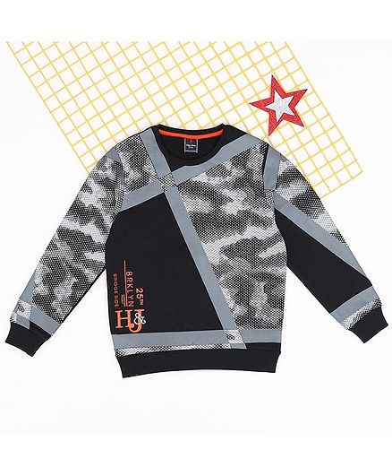 Hop n Jump Abstract Print Full Sleeves Sweatshirt - Grey