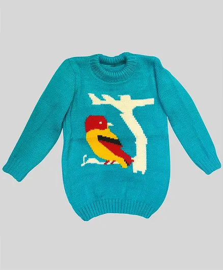 Chipbeys Full Sleeves Bird Pattern Sweater - Green