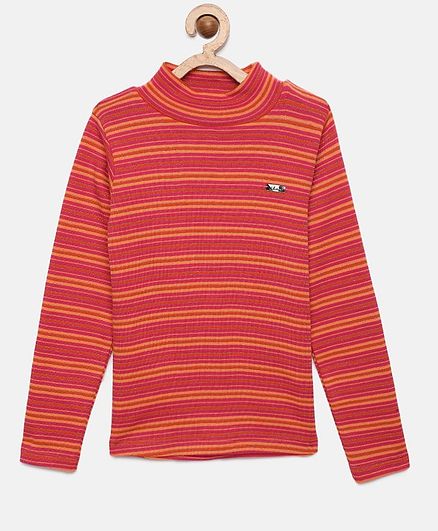 Actuel Full Sleeves Striped Top - Orange
