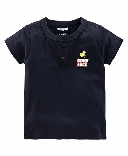 Cucumber Half Sleeves T-Shirt Text Print - Navy Blue