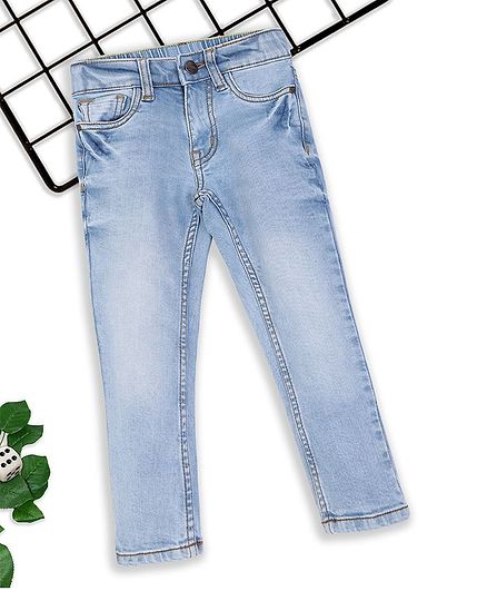 Sodacan Solid Color Regular Fit Full Length Denim Jeans - Blue