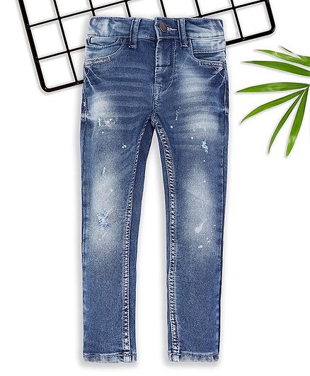 Sodacan Shaded Distressed Full Length Denim Jeans - Blue