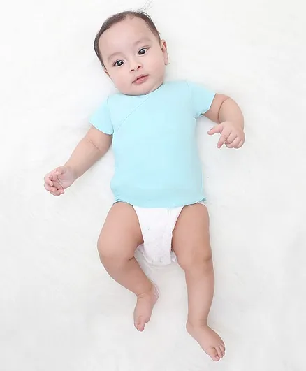Kaarpas Pack Of 2 Organic Cotton Half Sleeves Solid Vest - Turquoise