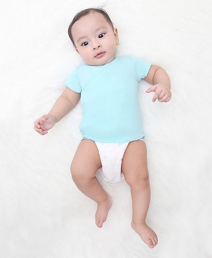 Kaarpas Pack Of 3 Organic Cotton Half Sleeves Solid Vest - Turquoise