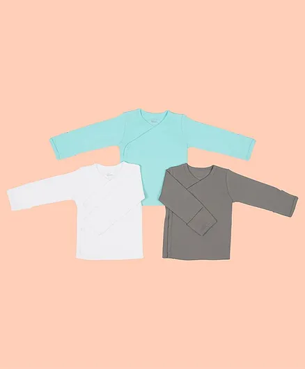 Kaarpas Pack Of 3 Organic Cotton Full Sleeves Solid Vest - Multi Color
