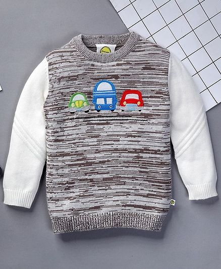 Pranava Full Sleeves Vehicle Design Sweater - Grey