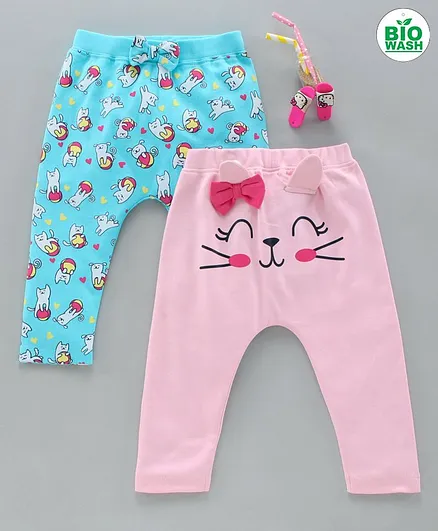 Babyoye Diaper Leggings Pack of 2 - Pink Blue