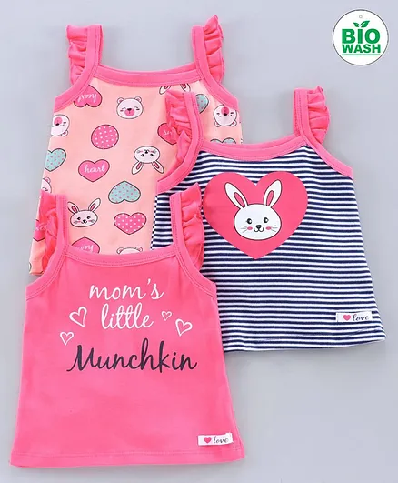 Babyoye Cotton Sleeveless Tee Pack of 3 - Pink