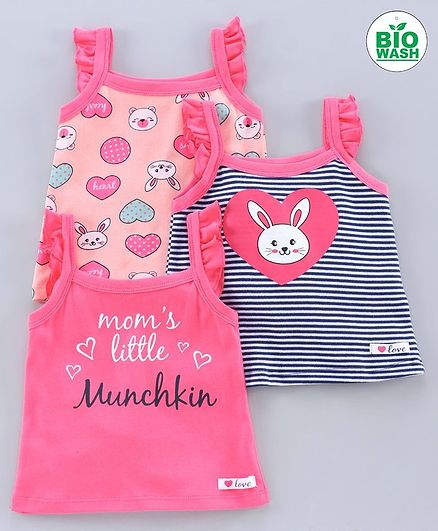 Babyoye Cotton Sleeveless Tee Pack of 3 - Pink