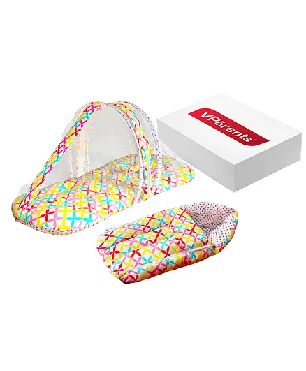 VParents Mite Baby Bedding Set With Pillow and Sleeping Bag Combo - Flower
