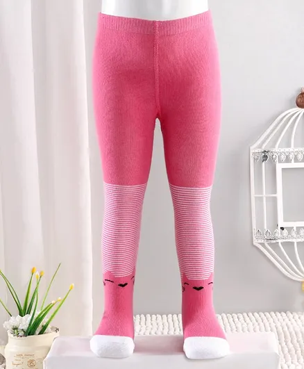 Cutewalk By Babyhug Anti Bacterial Footed Tights Striped Design - Pink