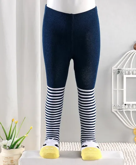 Cutewalk By Babyhug Anti Bacterial Footed Tights Striped Design - Navy