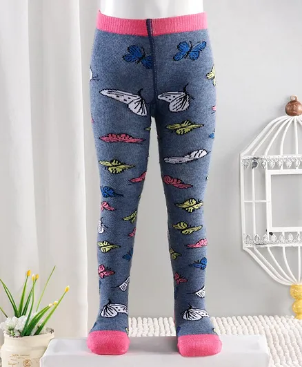 Cutewalk By Babyhug Anti Bacterial Footed Tights Butterfly Design - Multicolor