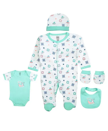 Mee Mee Clothing Gift Set Sea Green White - 5 Pieces