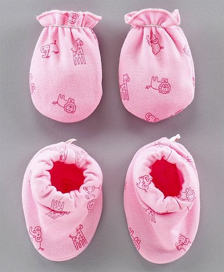 Child World Mittens & Booties Animal Print - Pink