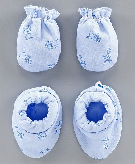 Child World Mittens & Booties Animal Print - Blue