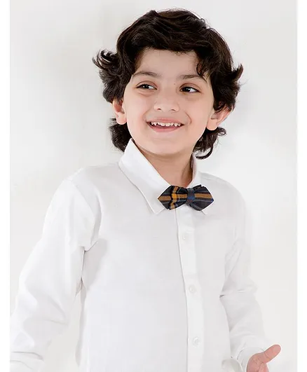 Little Hip Boutique Checkered Bow Tie - Brown & Blue