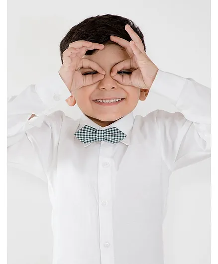 Little Hip Boutique Checkered Bow Tie - White & Green