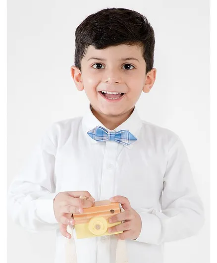 Little Hip Boutique Checkered Bow Tie - Sky Blue