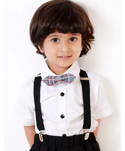 Little Hip Boutique Checkered Bow Tie - Grey & Red