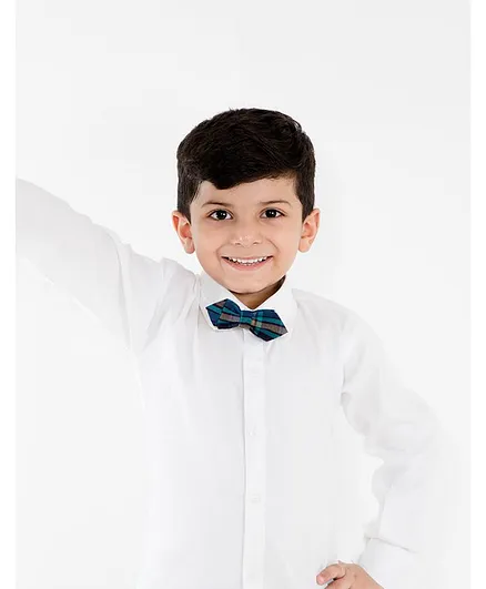 Little Hip Boutique Checkered Bow Tie - Blue & Green
