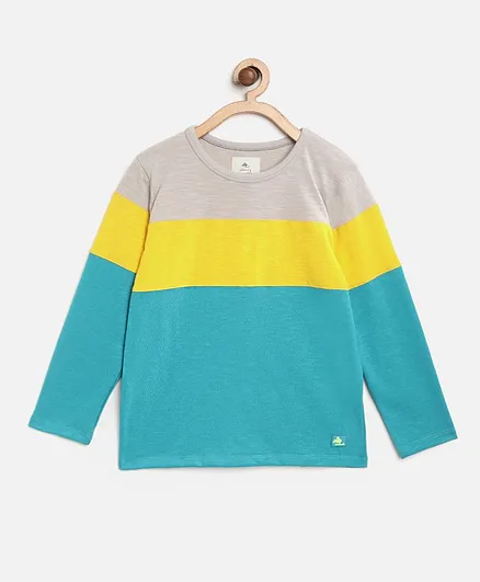 Cherry Crumble by Nitt Hyman Full Sleeves Tricolor Block T-Shirt - Multicolor