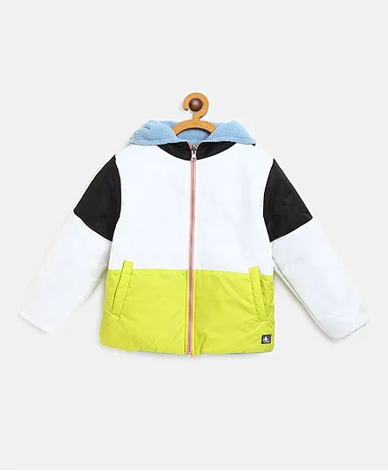 Cherry Crumble by Nitt Hyman Full Sleeves Color Block Hooded Reversible All-Weather Jacket - Multicolor